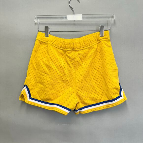 Vintage 70s varsity style mesh basketball gym shorts yellow nylon Size Medium - Picture 2 of 16